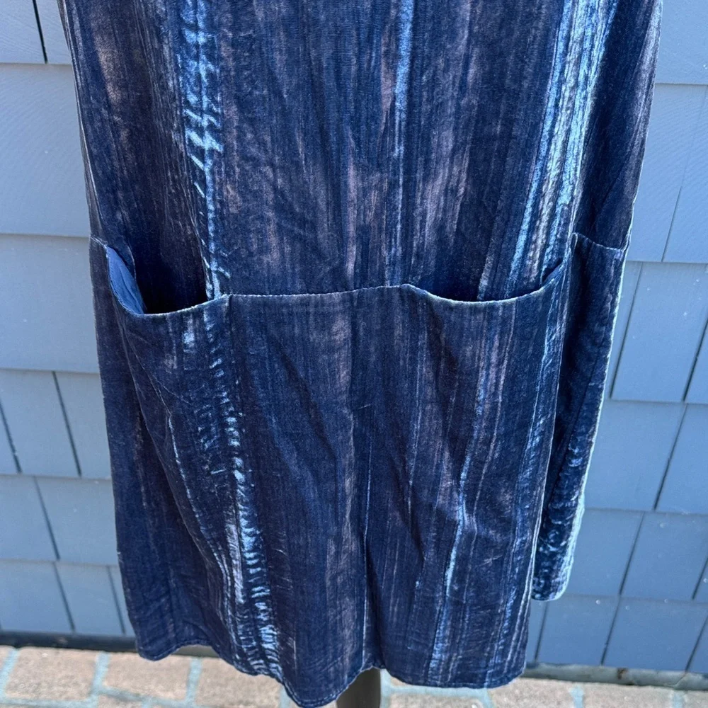 Anthropologie Floreat Velvet Textured Blue Mini Dress